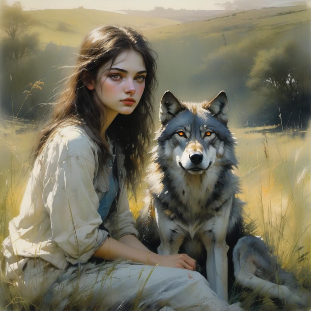 Girl with wolf