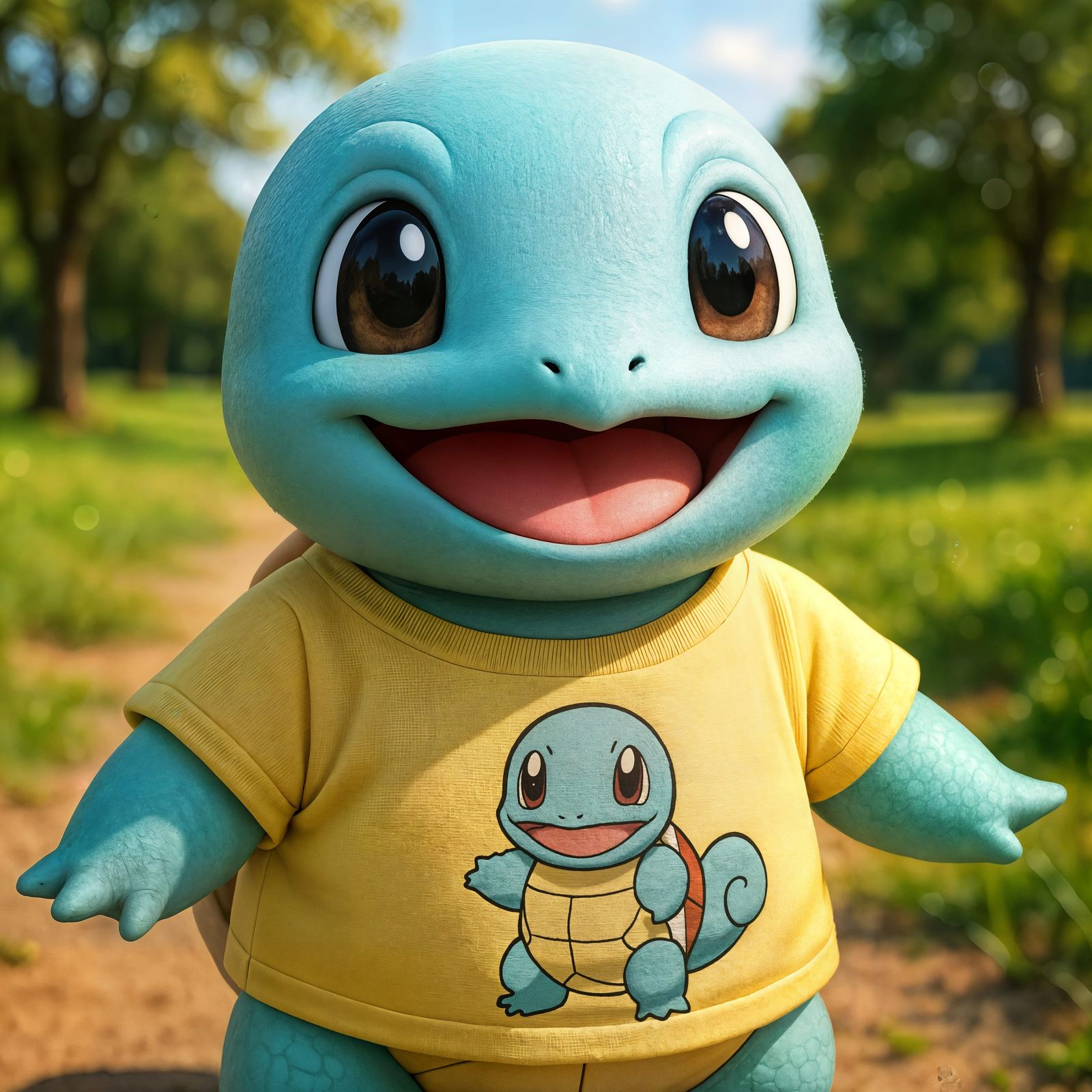 Adorable Squirtle Cartoon in a T-Shirt