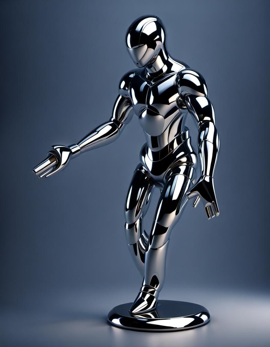 Polished Metal Sculpture in 8K Resolution