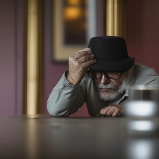 Contemplative Portrait of an Elderly Man at Bar