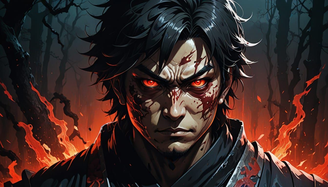 Cyberpunk Demon Slayer: Ryomen Sukuna's Unyielding Gaze