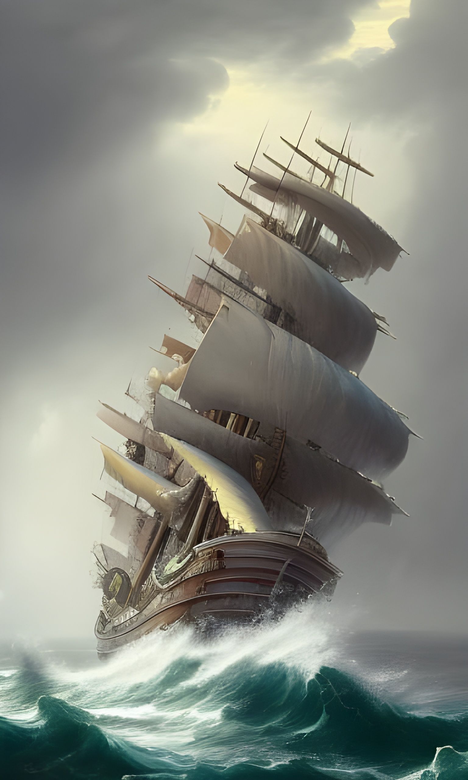 Ship in deep ocean