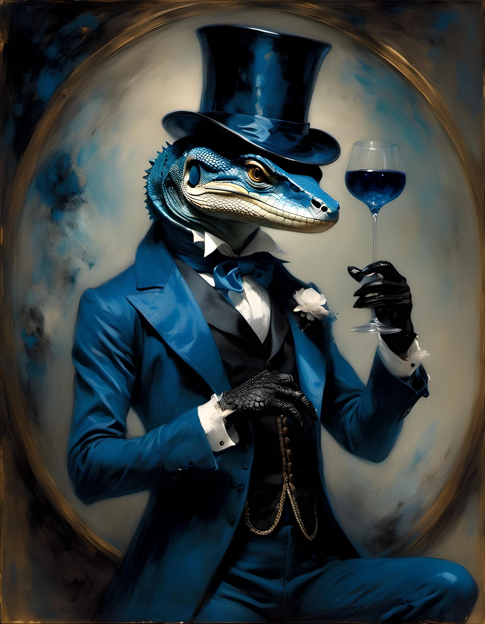 Indigo Lizard Gentleman in Victorian Suit
