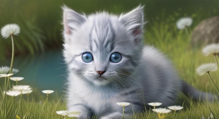 Silver Kitten Portrait in Jean-Baptiste Monge Style
