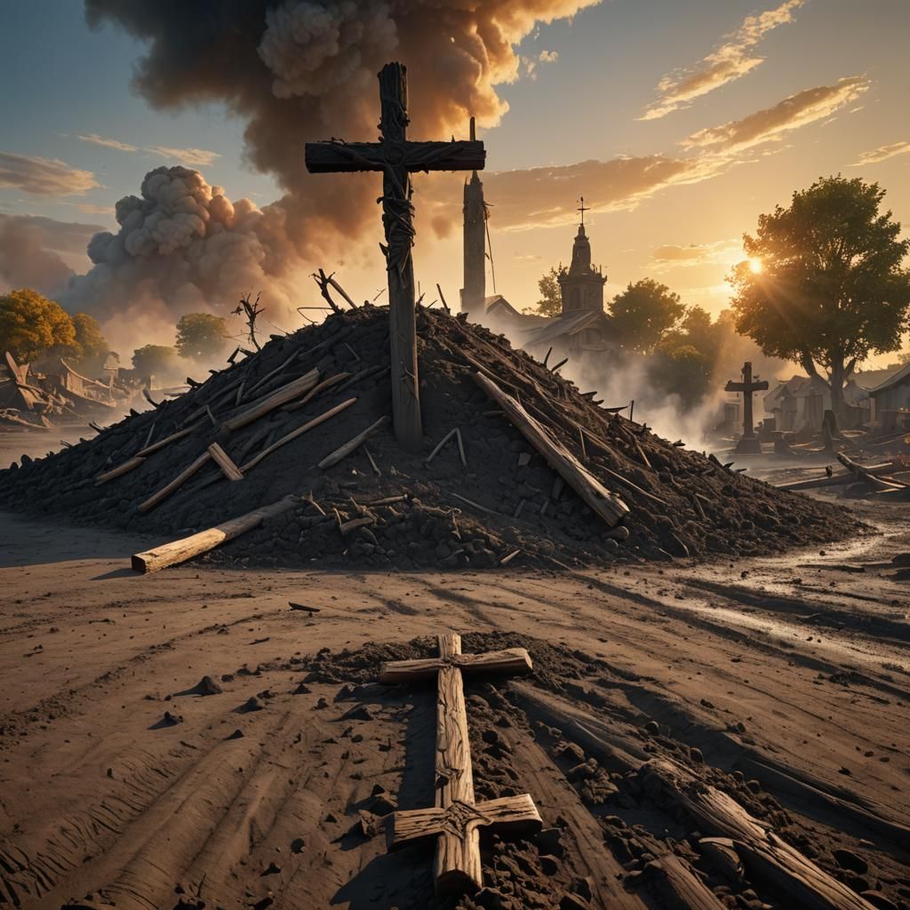 Hope Rises: Shroud and Sunrise Over Ashes