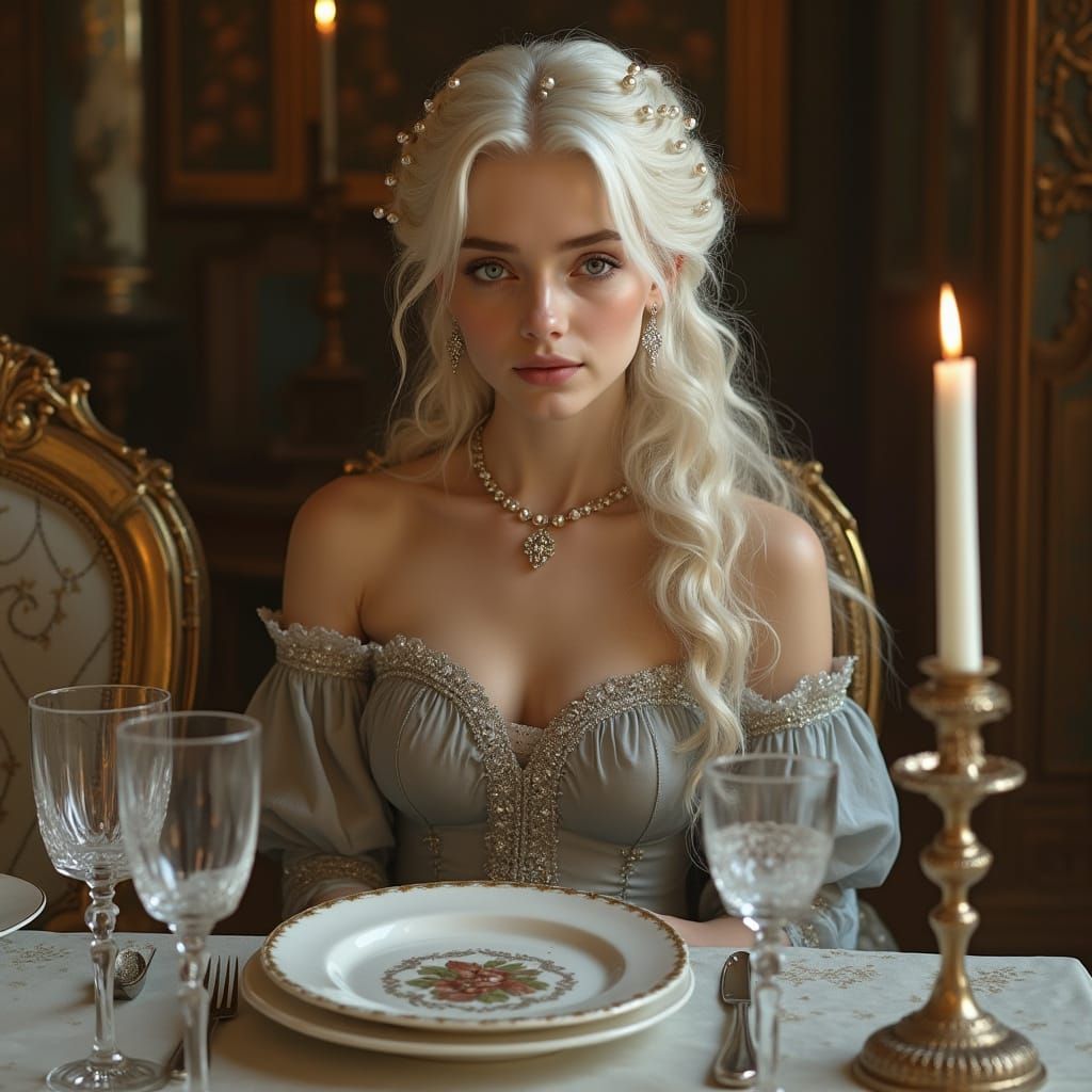 Renaissance Princess at Dinner, Old Masters Style