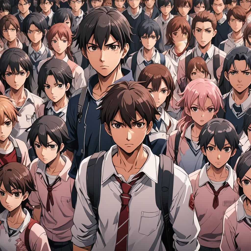 Anime Hero Stands Against Bullies in 3D Illustration