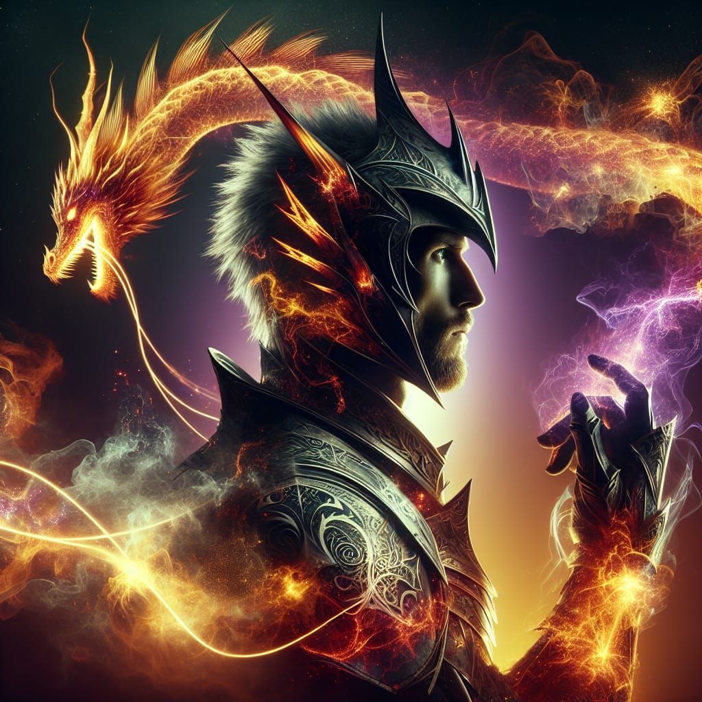 Dragon Warrior Double Exposure Portrait