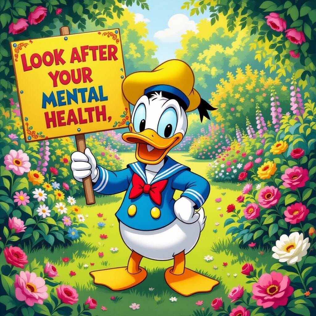 Donald Duck Promotes Mental Health in Dreamy Garden