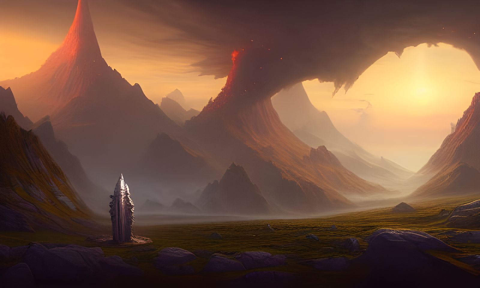 Panoramic Fantasy Aircraft Digital Illustration