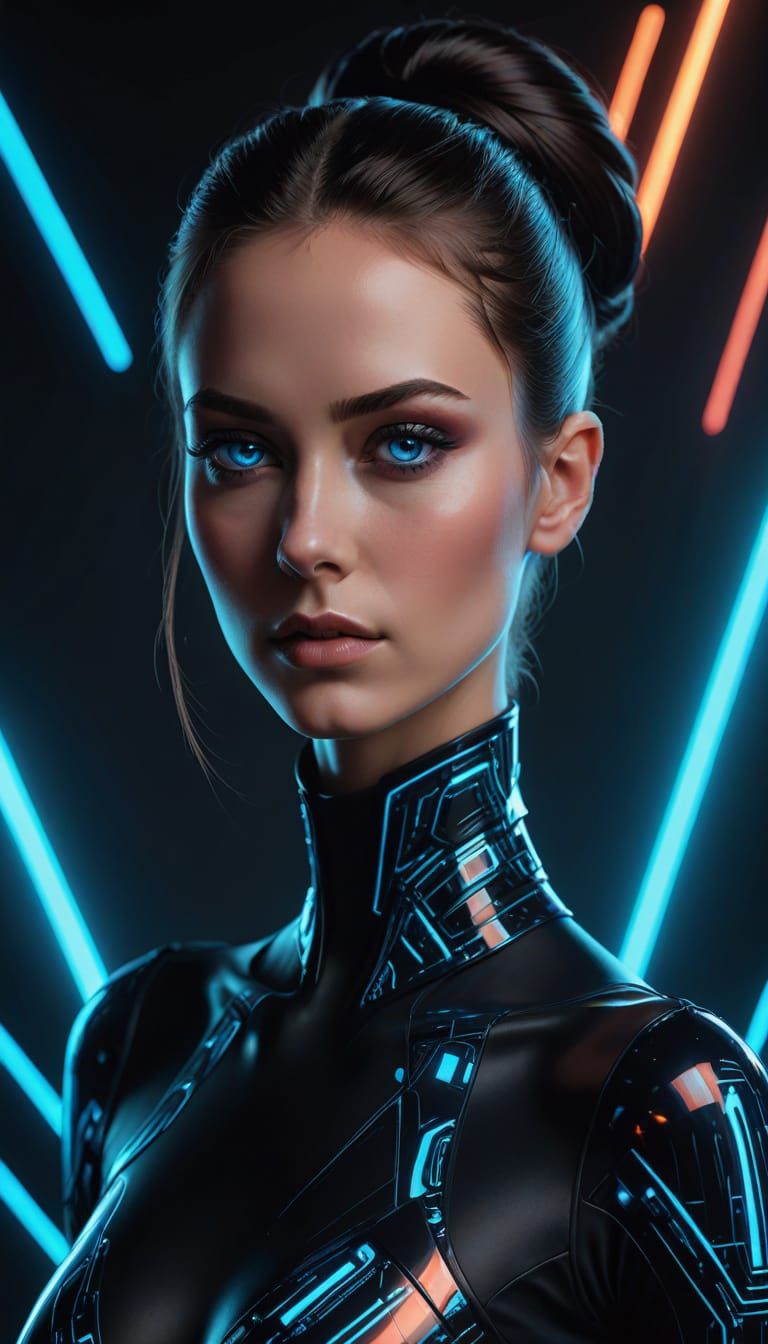 Futuristic Portrait in Avant-Garde Style with Vibrant Pixel ...