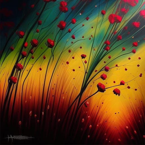 Detailed Floral Mixed Media Fantasy Art