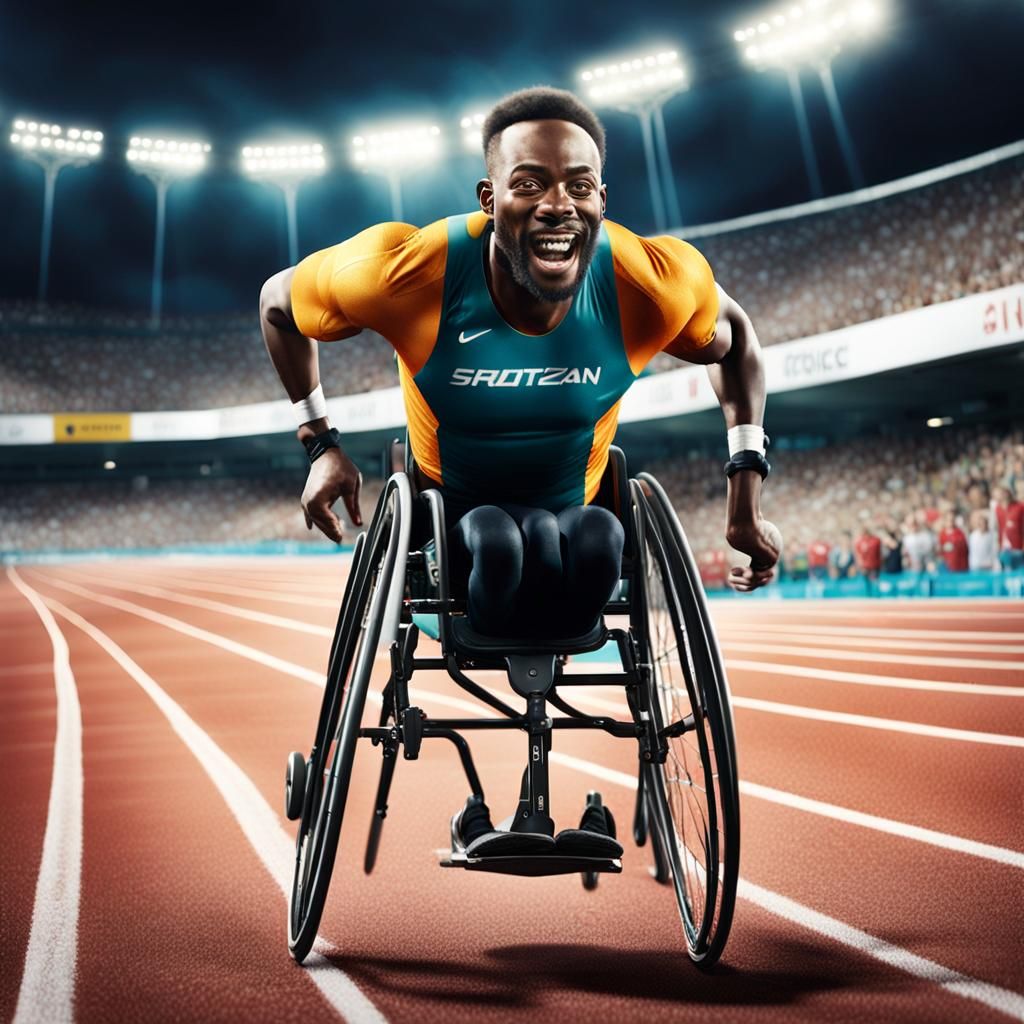 A para-athlete crossing the finish line