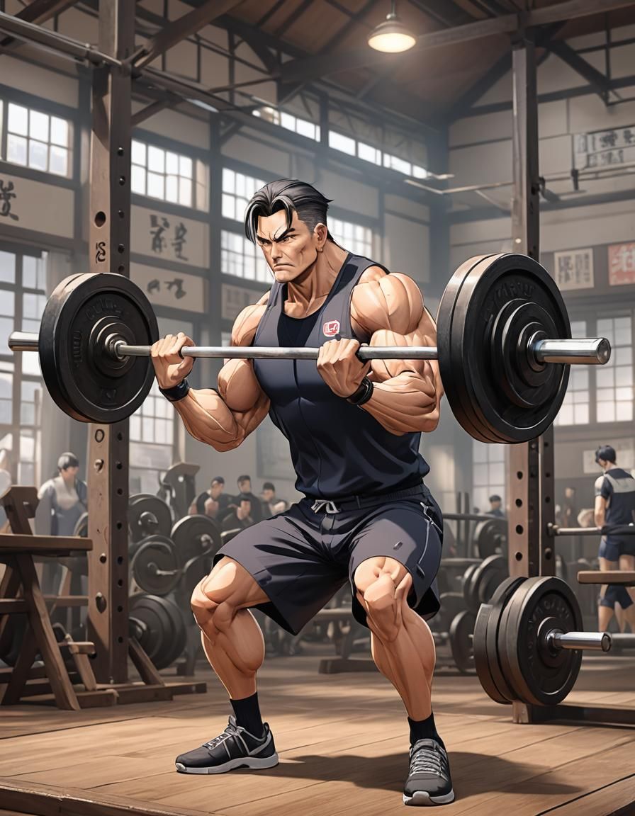 Toji Barbell Curls: 3D Anime Art in 8K
