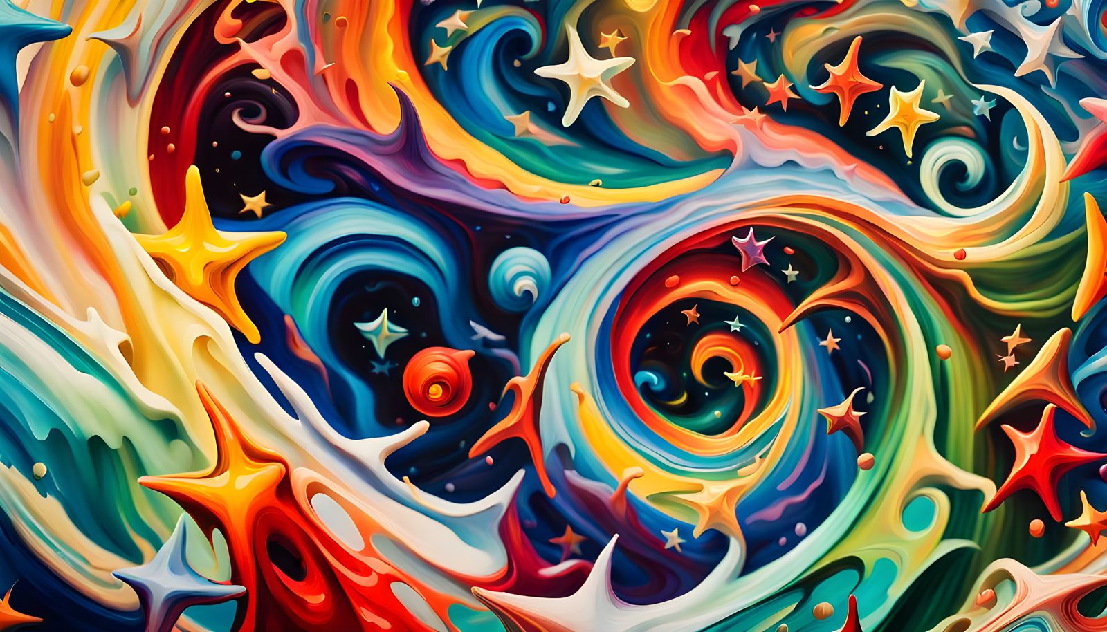 Iridescent Abstract Stars Forming in Cosmic Maelstrom