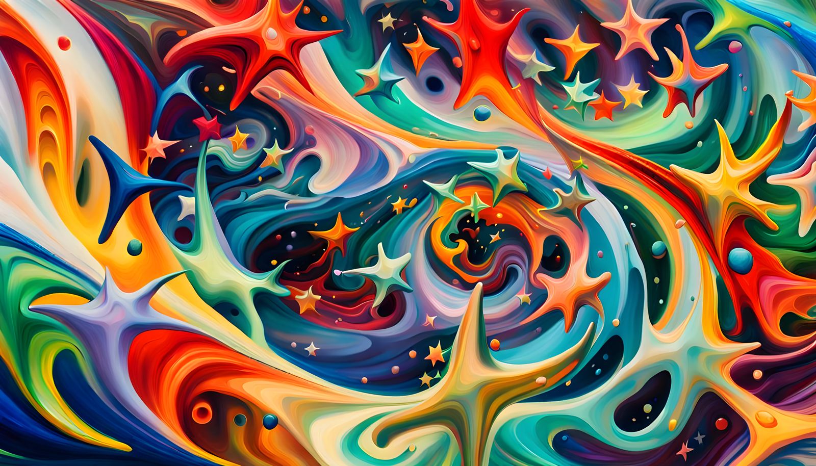 Abstract Expressionist Star Cluster Formation in Impasto Sty...