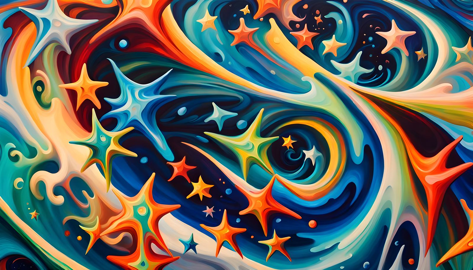 Abstract Star Cluster Formation in Impasto Oil Style