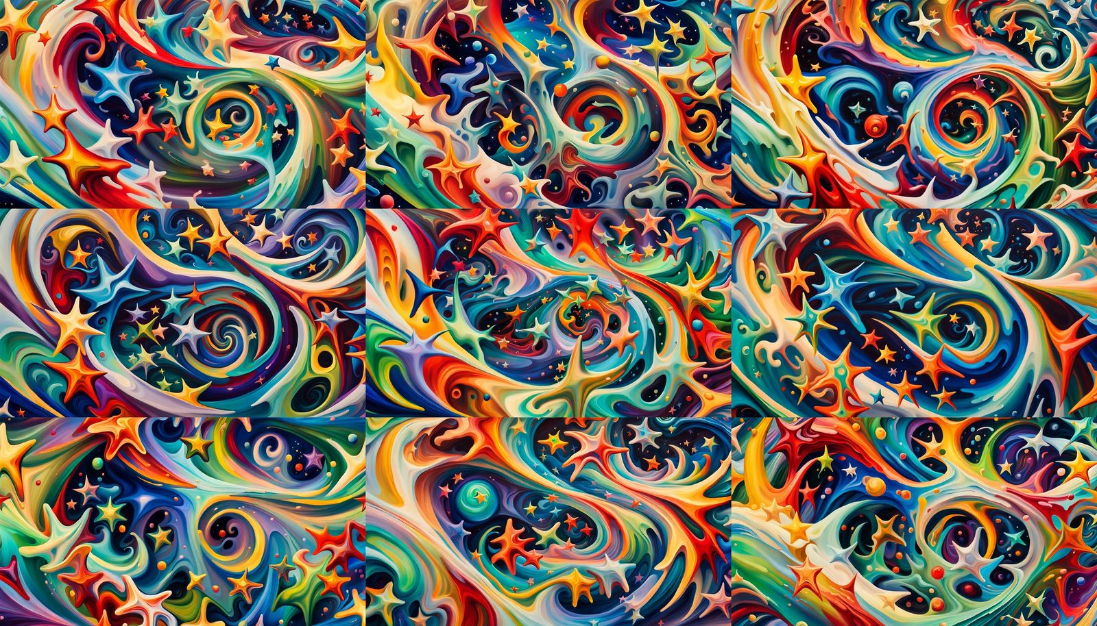 Abstract Expressionist Star Cluster Formation in Impasto Sty...