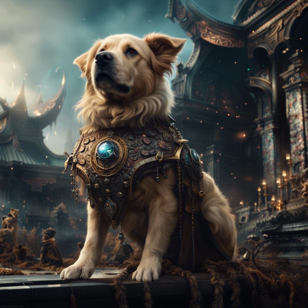 Dramatic Fantasy Dog Digital Matte Painting