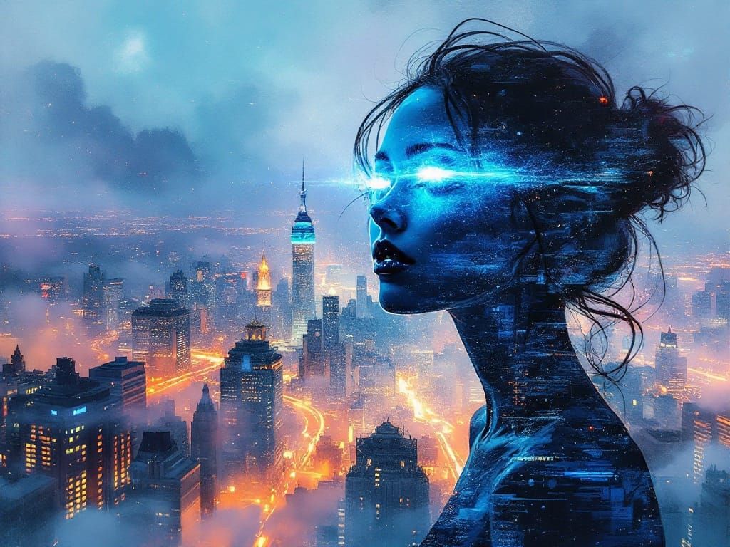 City Girl in Vibrant Impasto Style