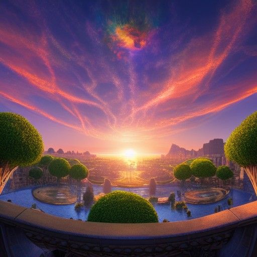 Epcot Sunrise: Surreal Digital Illustration in Hyperdetail