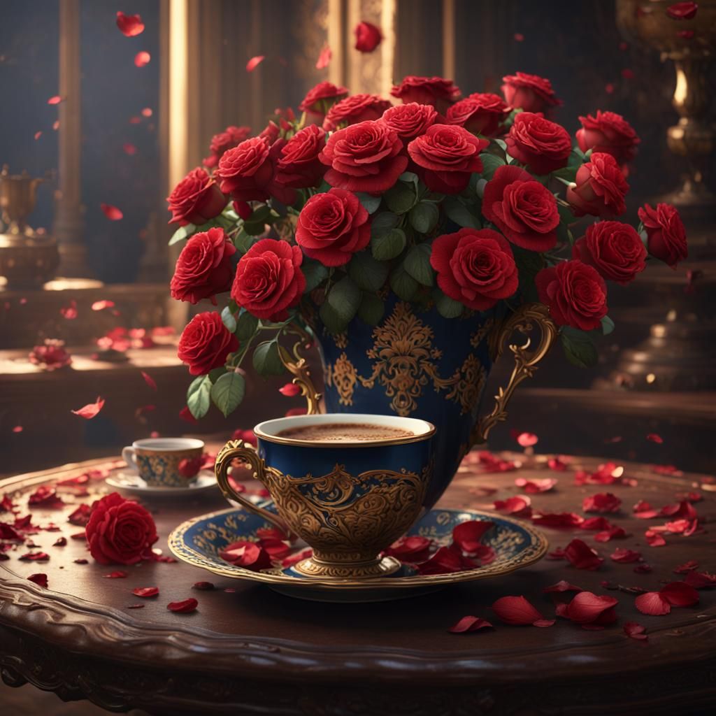 Ornate Vase with Roses Matte Painting