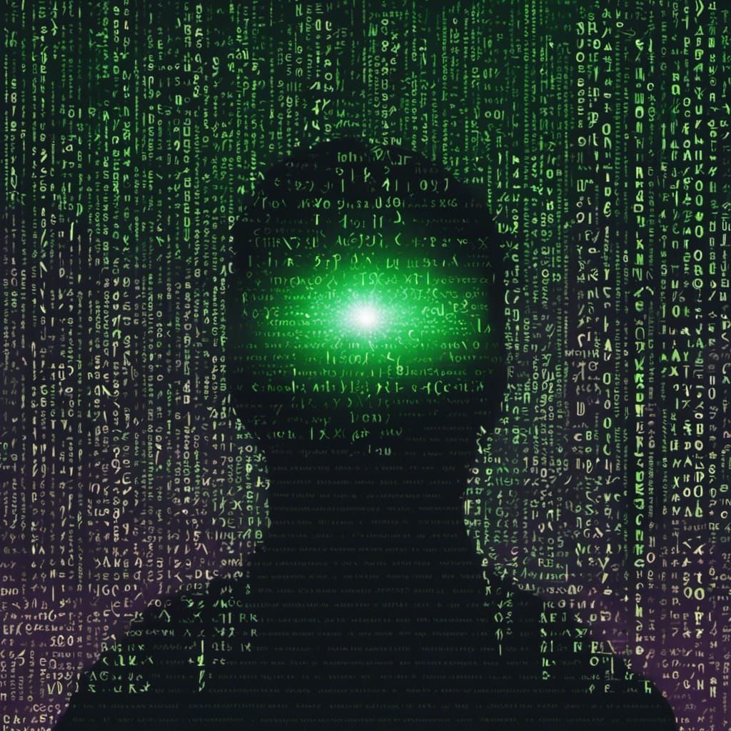 Matrix Concept Portrait in Binary ASCII Art