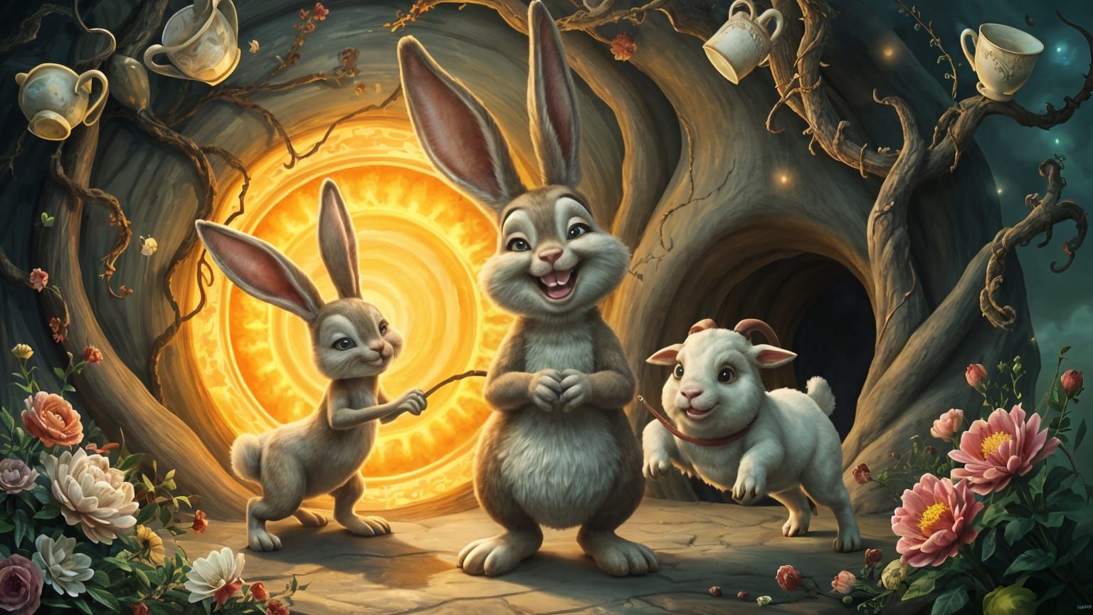 Laughing Bunny in Magical Realist Wonderland