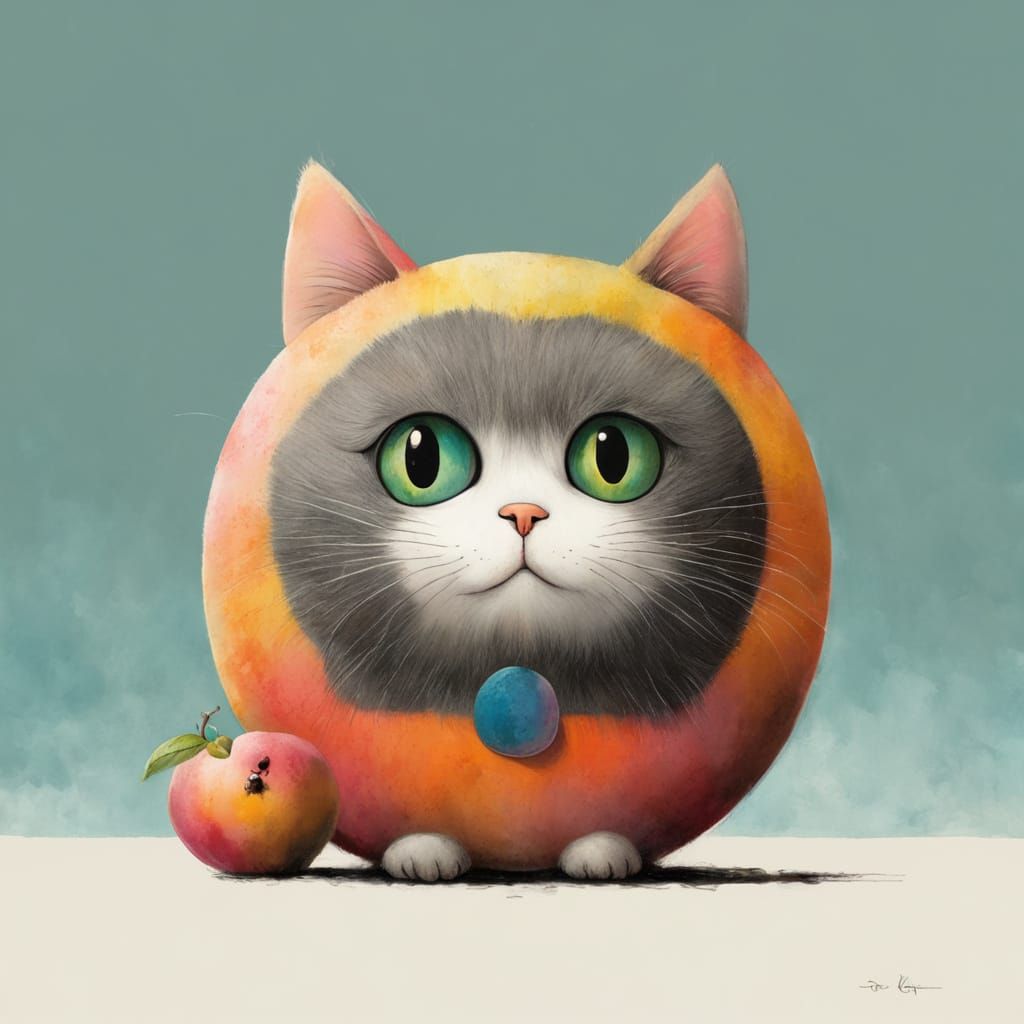 Kawaii Feline Fruit Hybrid in Pastel Colors