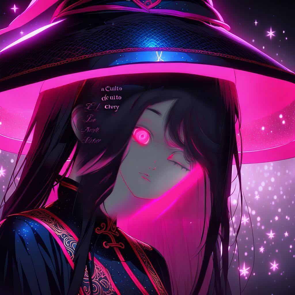 Anime Witch Twitch Banner with Neon Accents