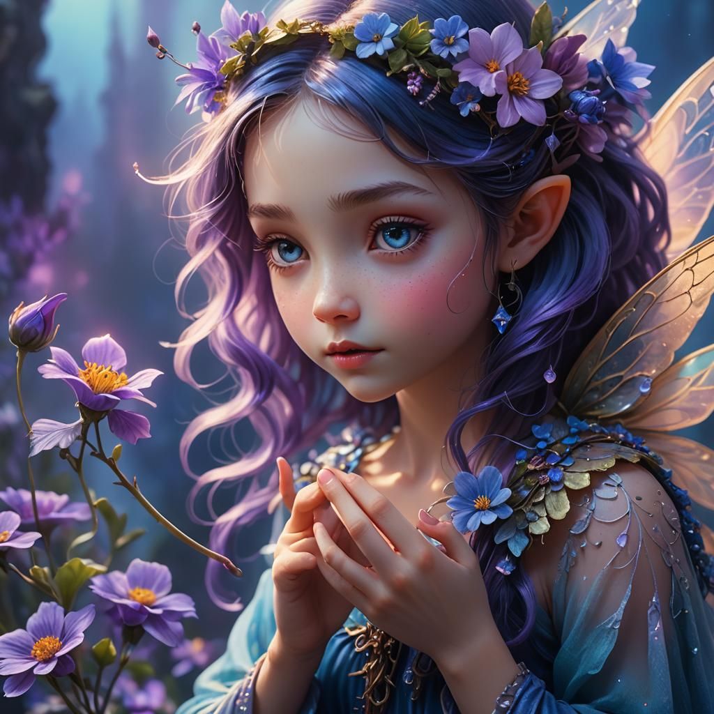 Fantasy Fairy on a Finger, Digital Art