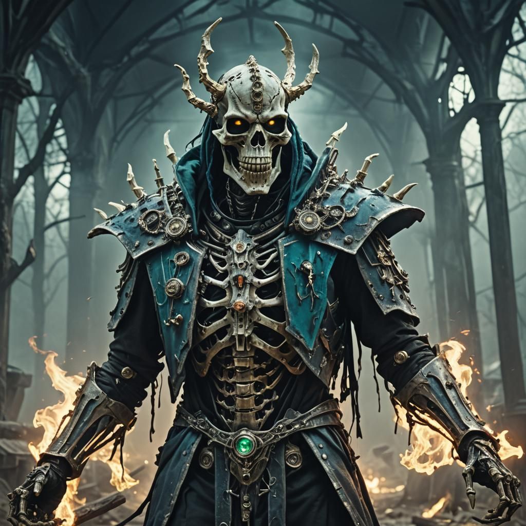 Cybernetic Undead Lich Lord with Arcane Energy