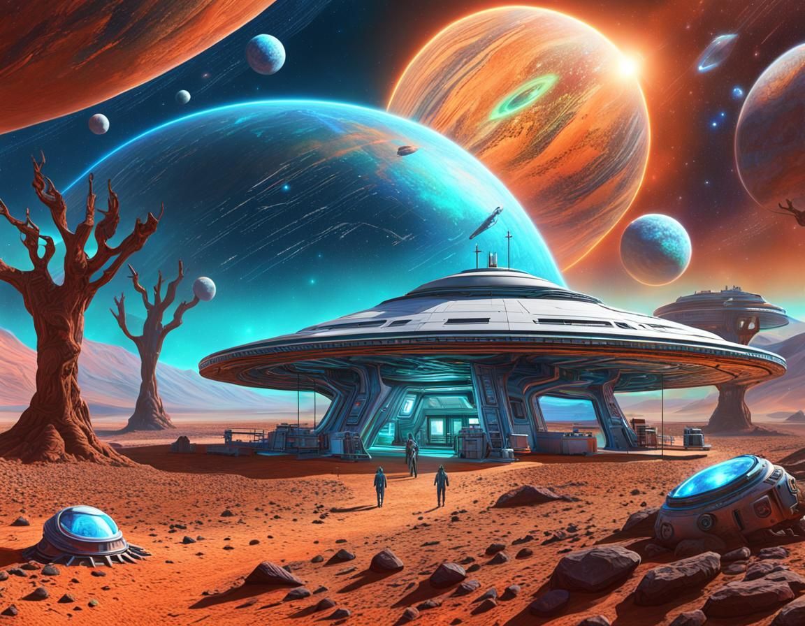Mars Research Station: Alien Conspiracy in Cosmic Illustrati...