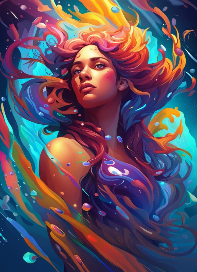 Aquarius Sign in Hyperrealistic Splash Art Style