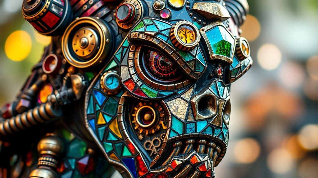 Mosaic steampunk monster