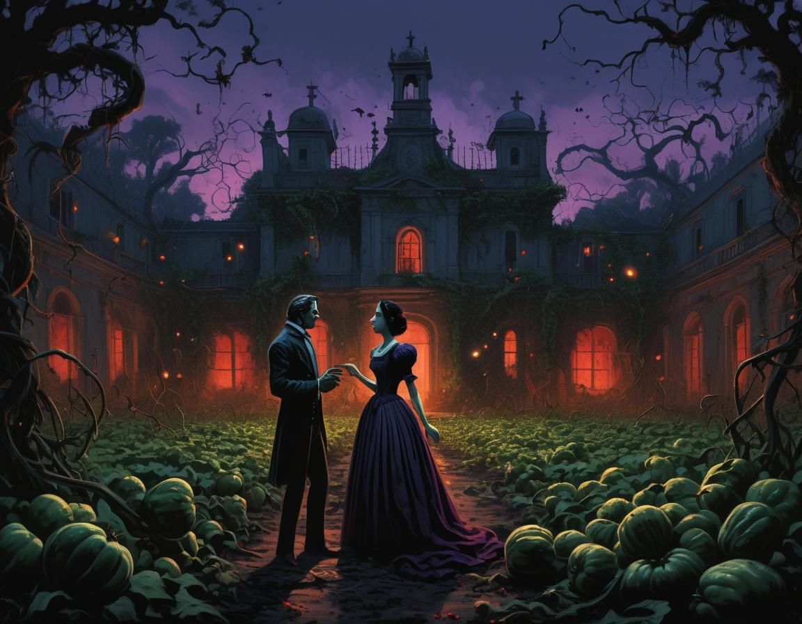 Eerie Plantation Argument in Dark Fantasy Style