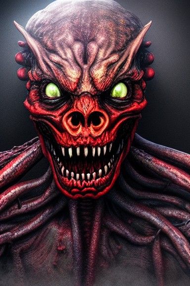 Hyperrealistic Hellish Nightmare Monster in 8K