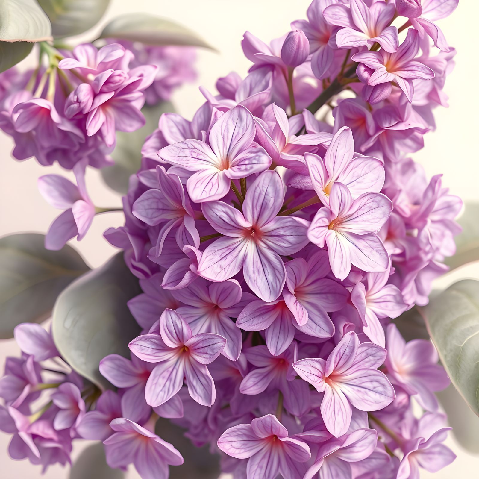 Botanical Lilac Flowers in Serene Digital Watercolor