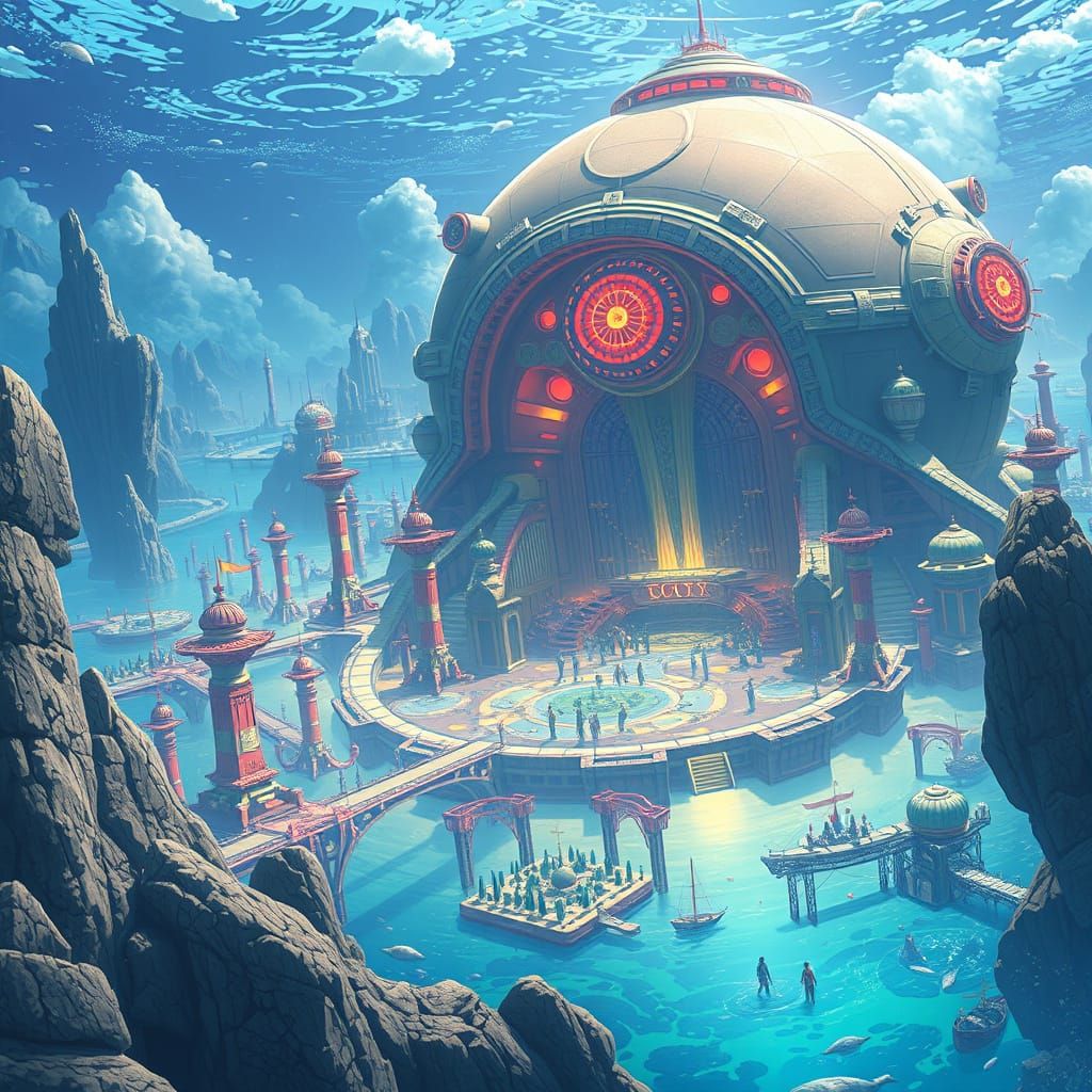 Human domed city under the sea