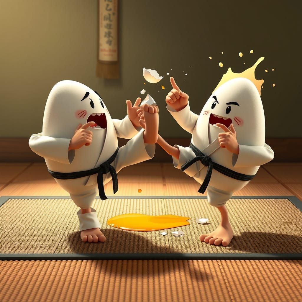 Karate Eggs Clash: Pixar-Style Martial Arts