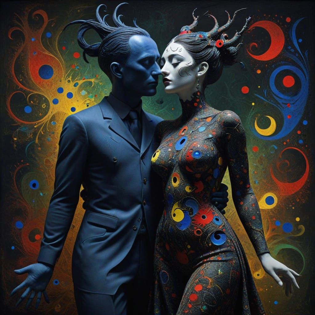 Vibrant 3D Fractal Portrait in Dark, Muted Colors