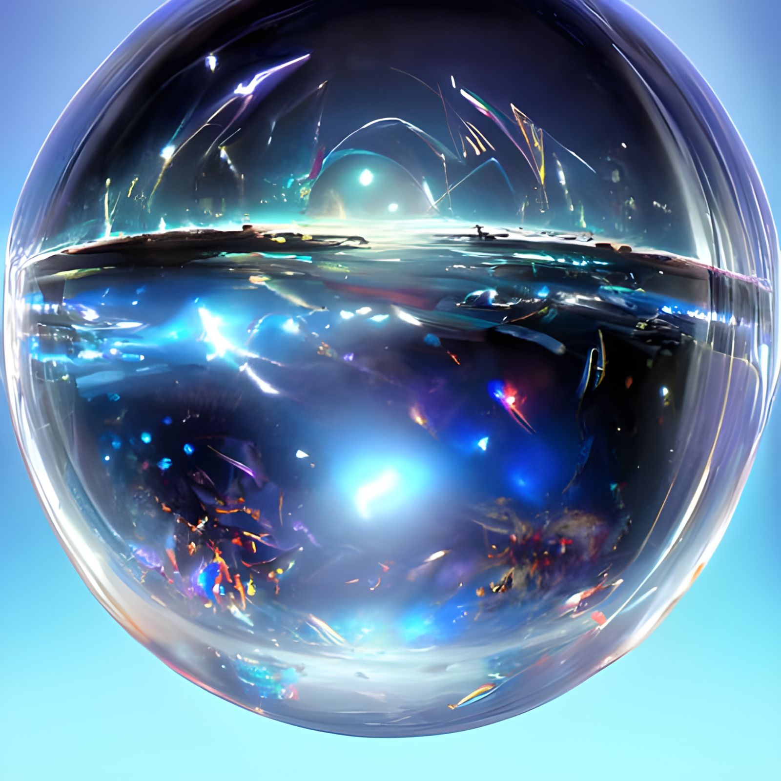 Galaxies and Planets in Glass Spheres