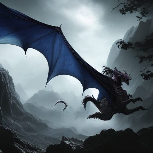 Shadow Dragon Emerges: Hyper-Realistic Fantasy Art