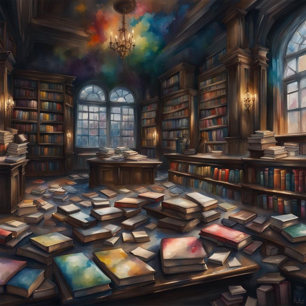 Ornate Library of Books as Splash Art