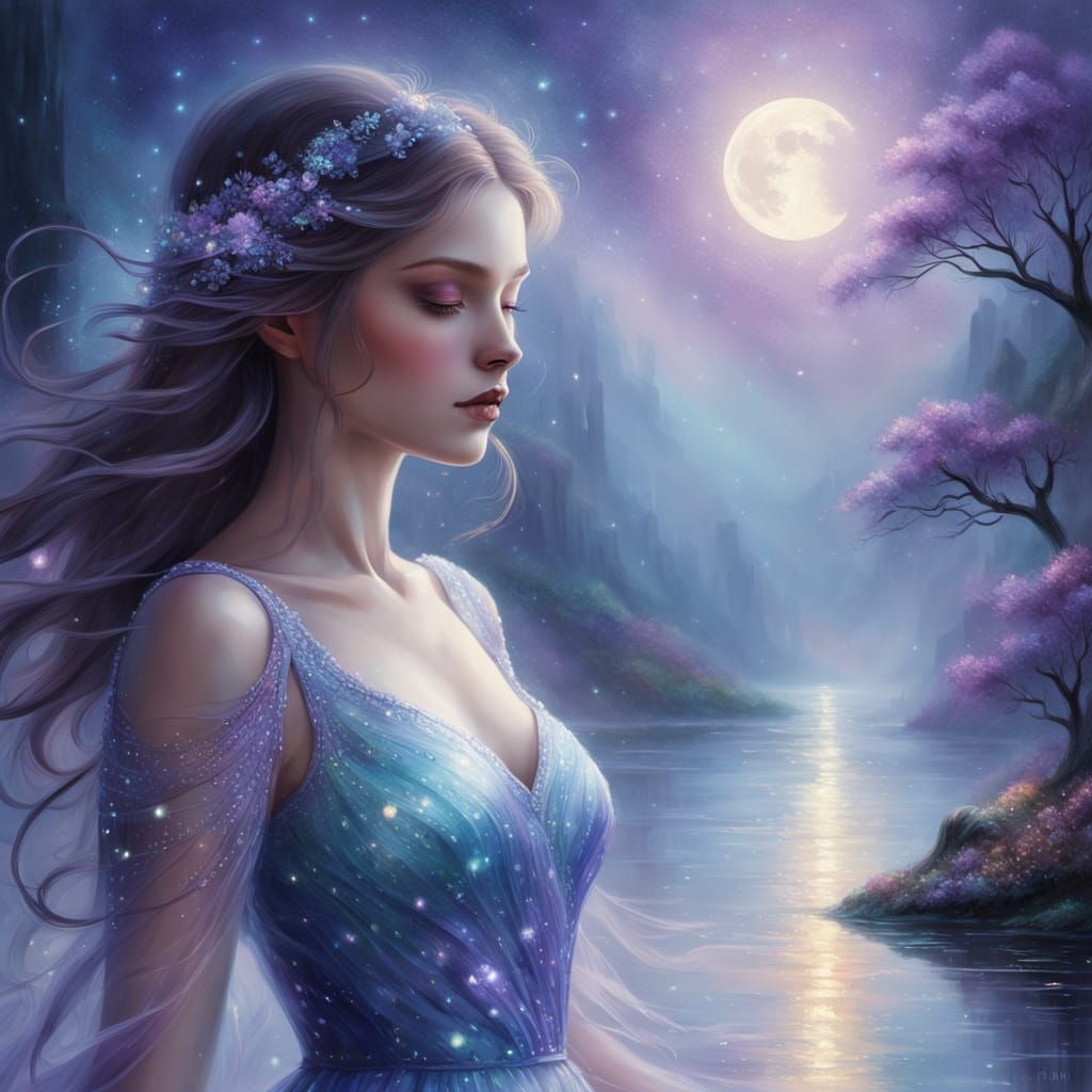 Moonlit Whirl in Iridescent Sequins