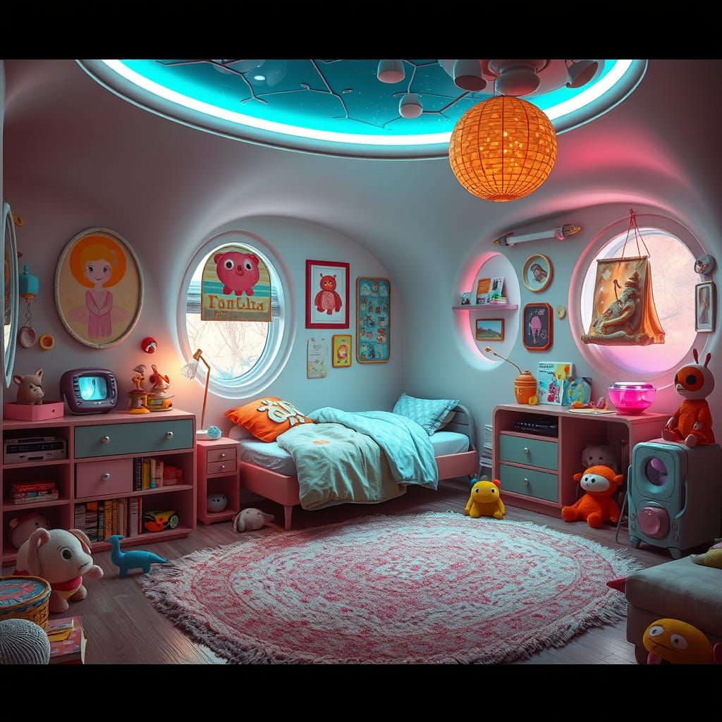 Futuristic Child's Room in Earthy, Whimsical Style