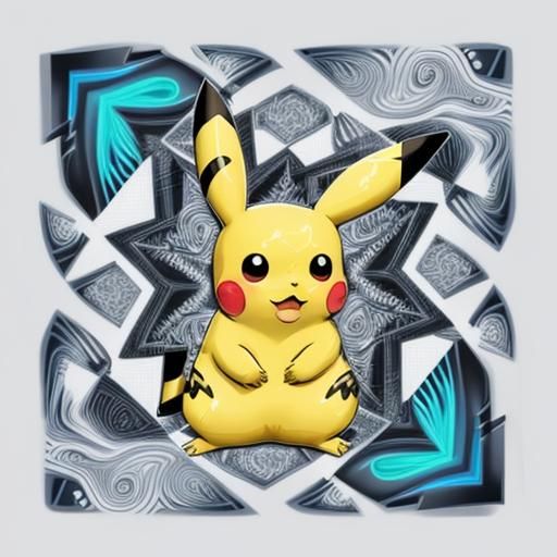Abstract Vector Fractal Pikachu with 3D Shading
