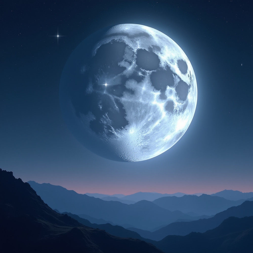 Moonlit Mountain Range in Detailed Matte Painting