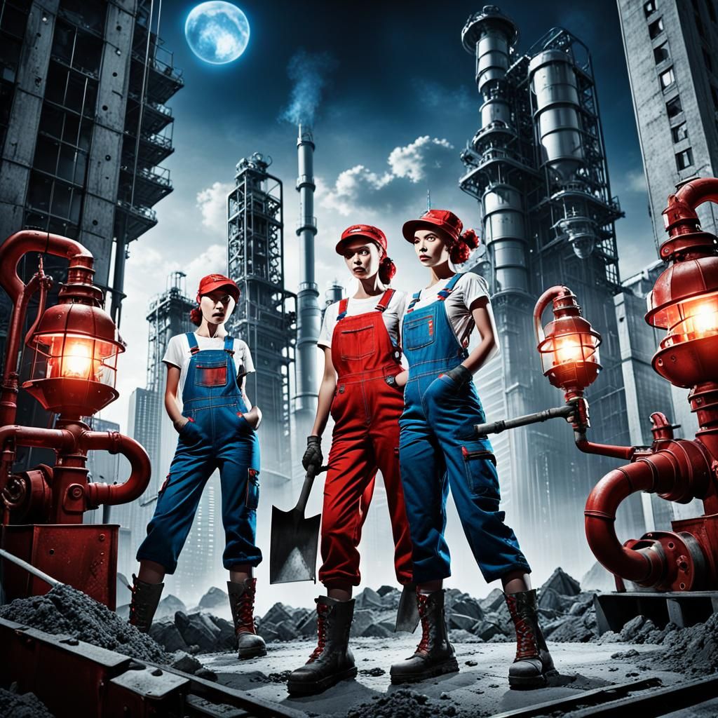 Steampunk Soviet Poster of Female Workers