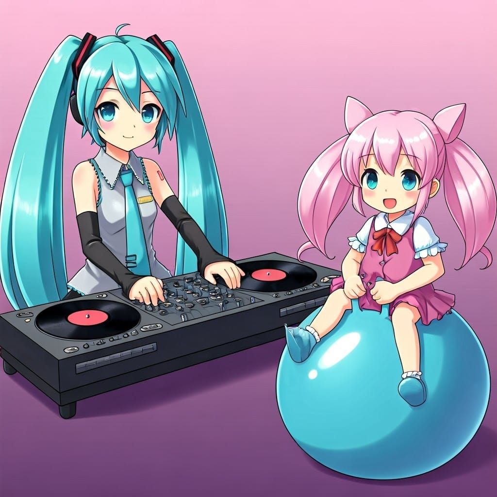 J-Pop Idol Miku Plays Vinyl DJ with Magical Girl Chibiusa on...